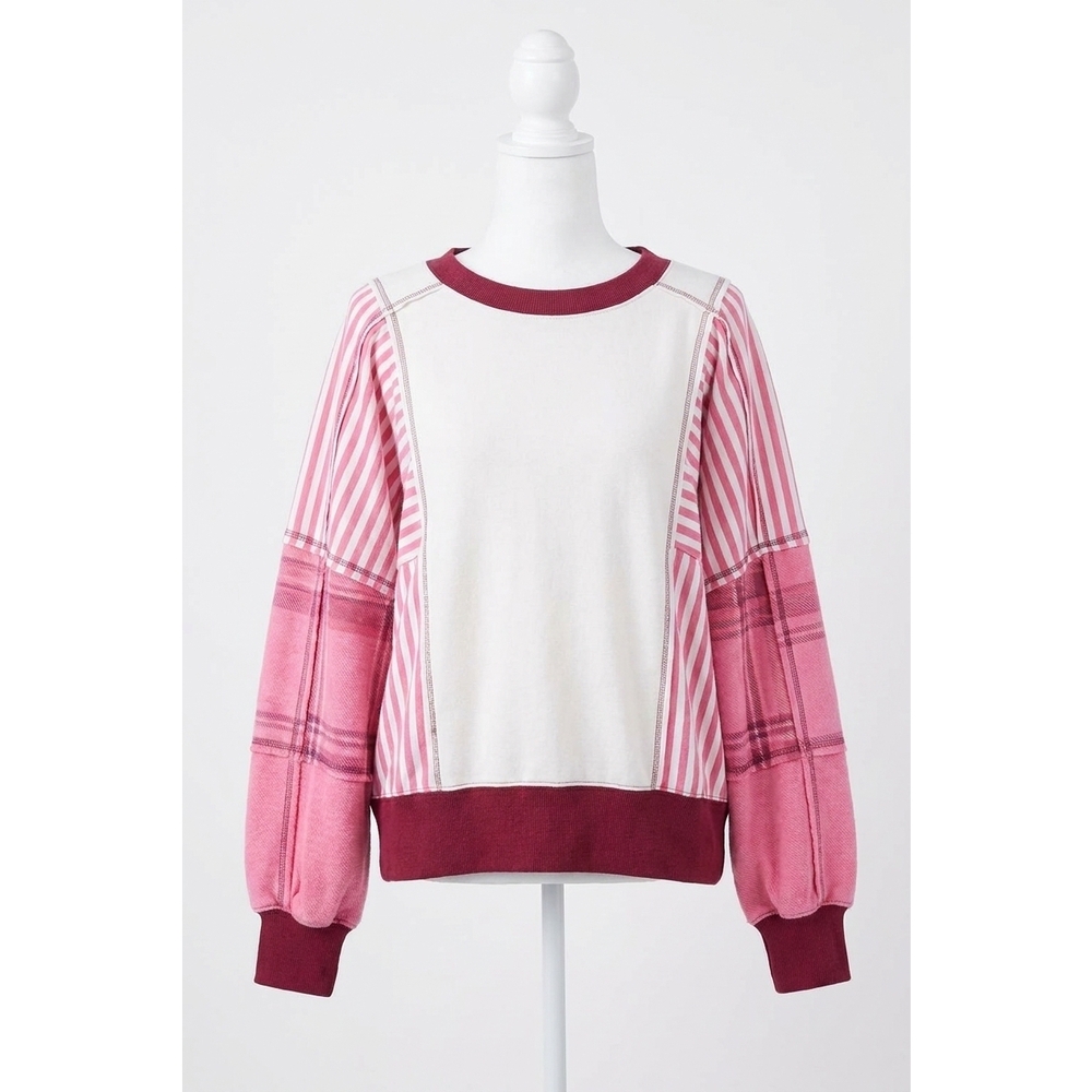 NEW ODDI polar fleece color block sweatshirt - plus in pink